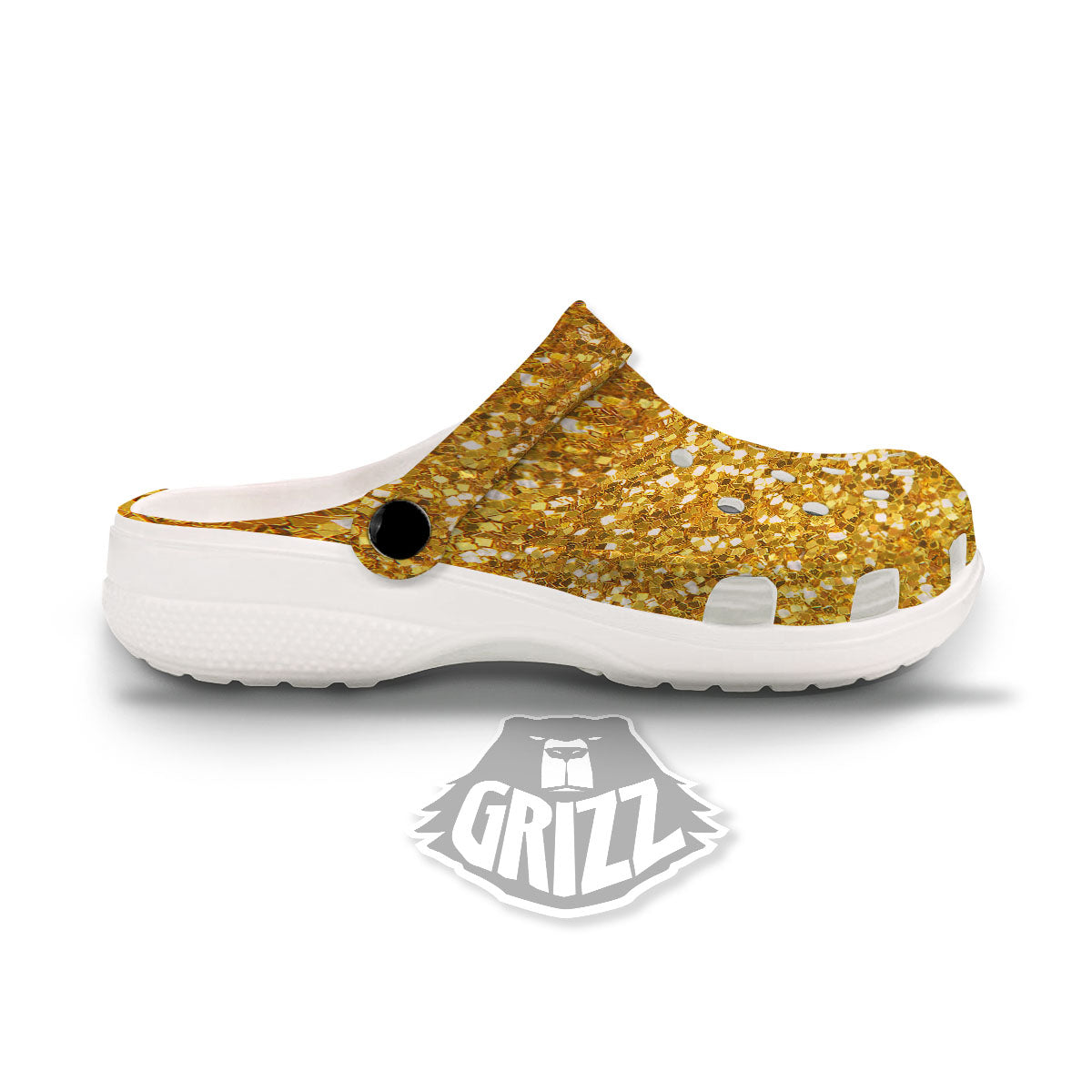 Texture Glitter Gold Print Clog-grizzshop