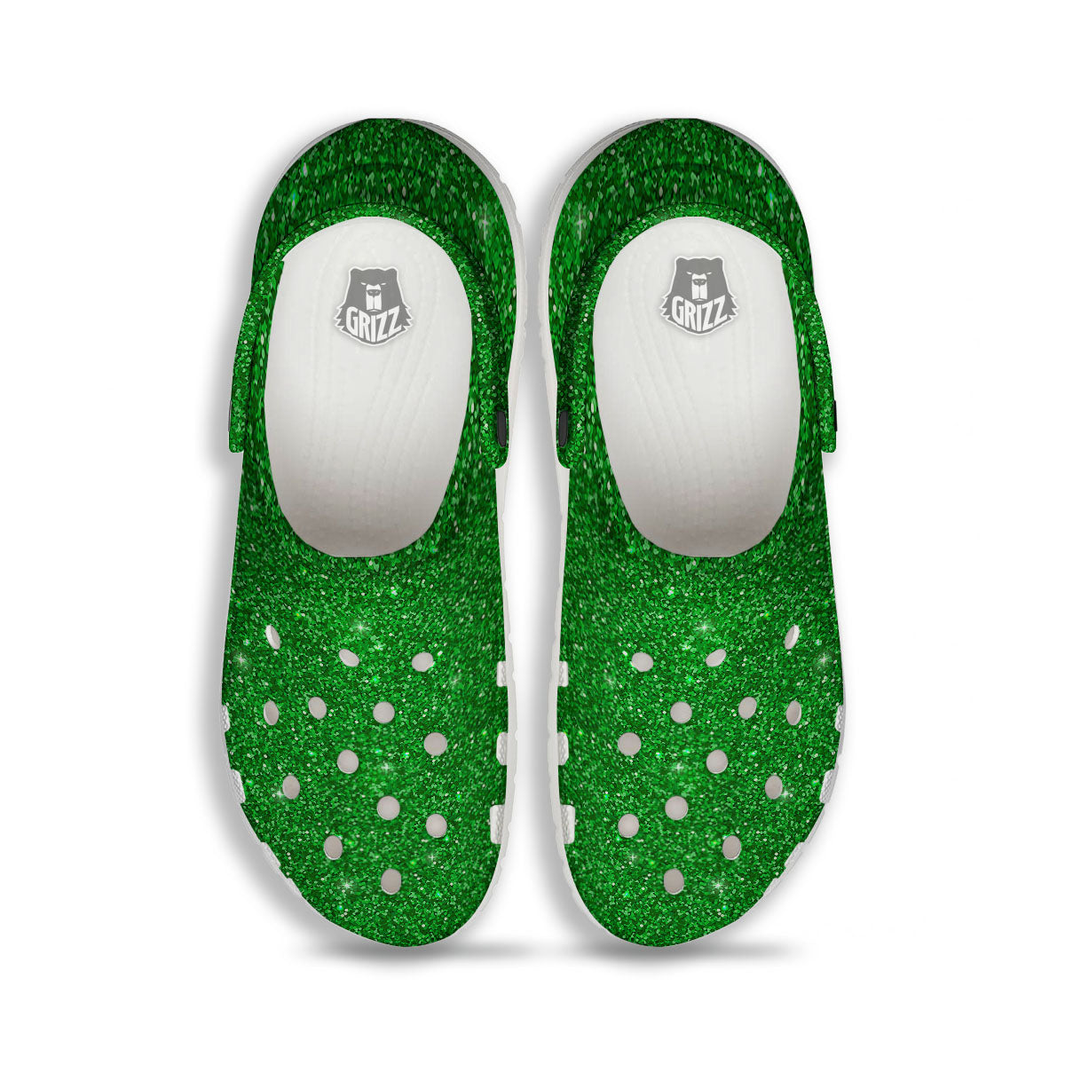 Texture Glitter Green Print Clog-grizzshop