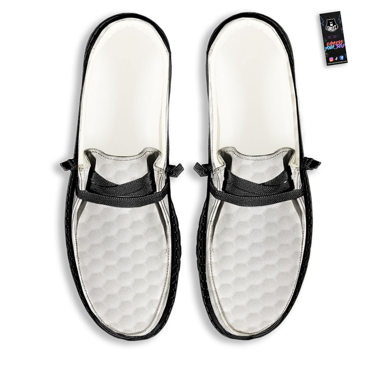 Texture Golf Ball Print Black Loafers-grizzshop