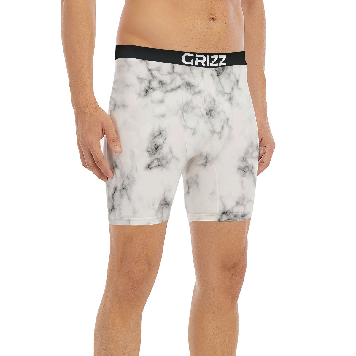 Texture Grey Marble Print Boxer Briefs-grizzshop