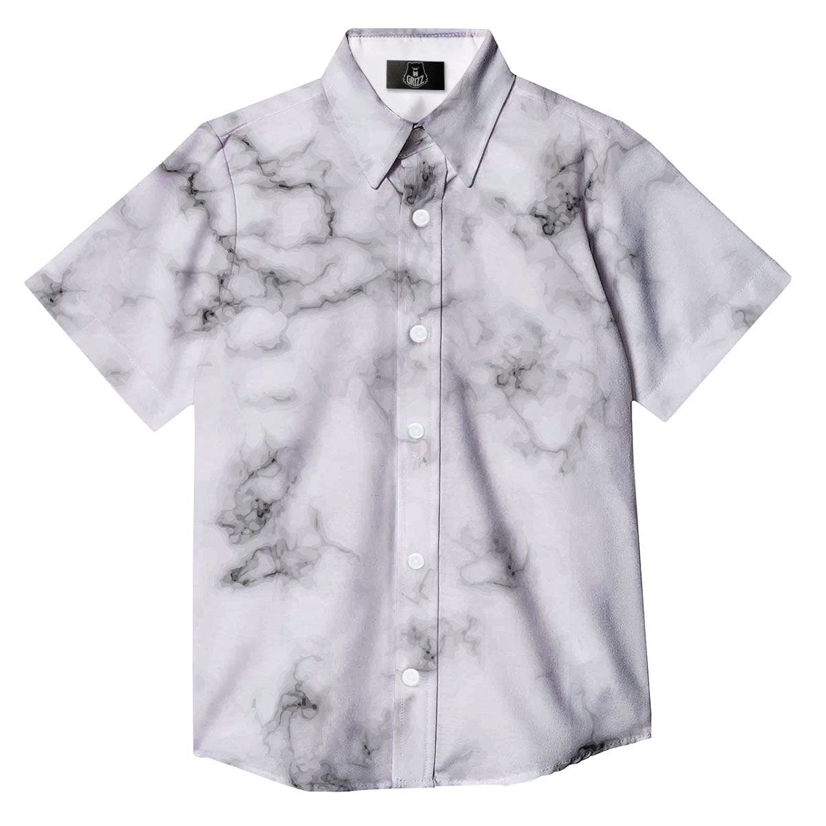 Texture Grey Marble Print Button Up Shirt-grizzshop