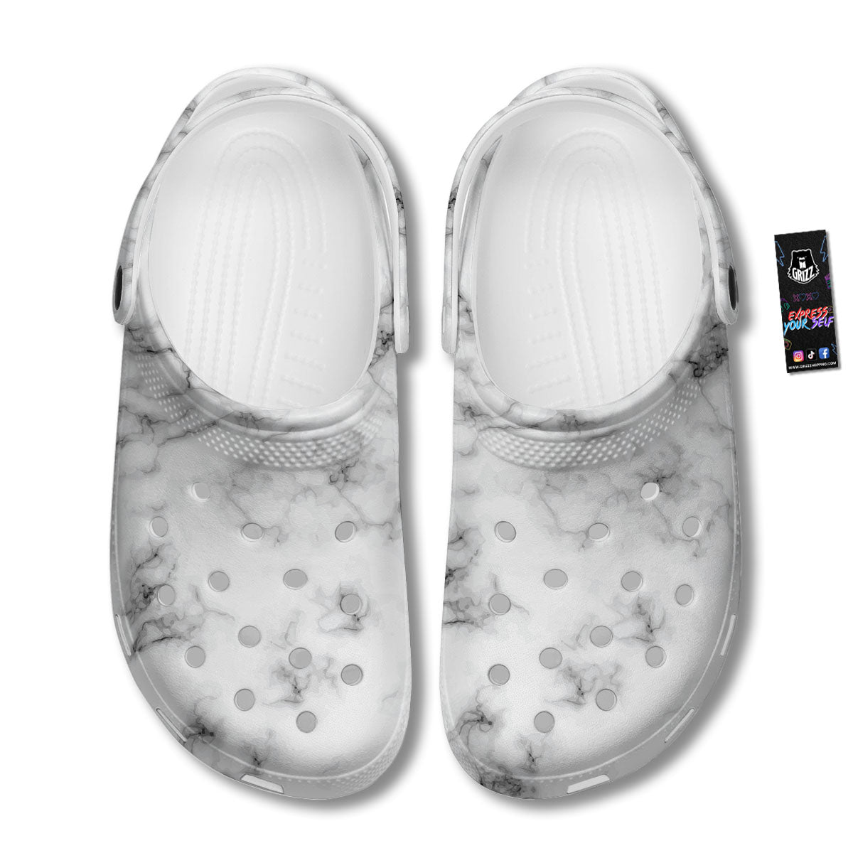 Texture Grey Marble Print Clog-grizzshop