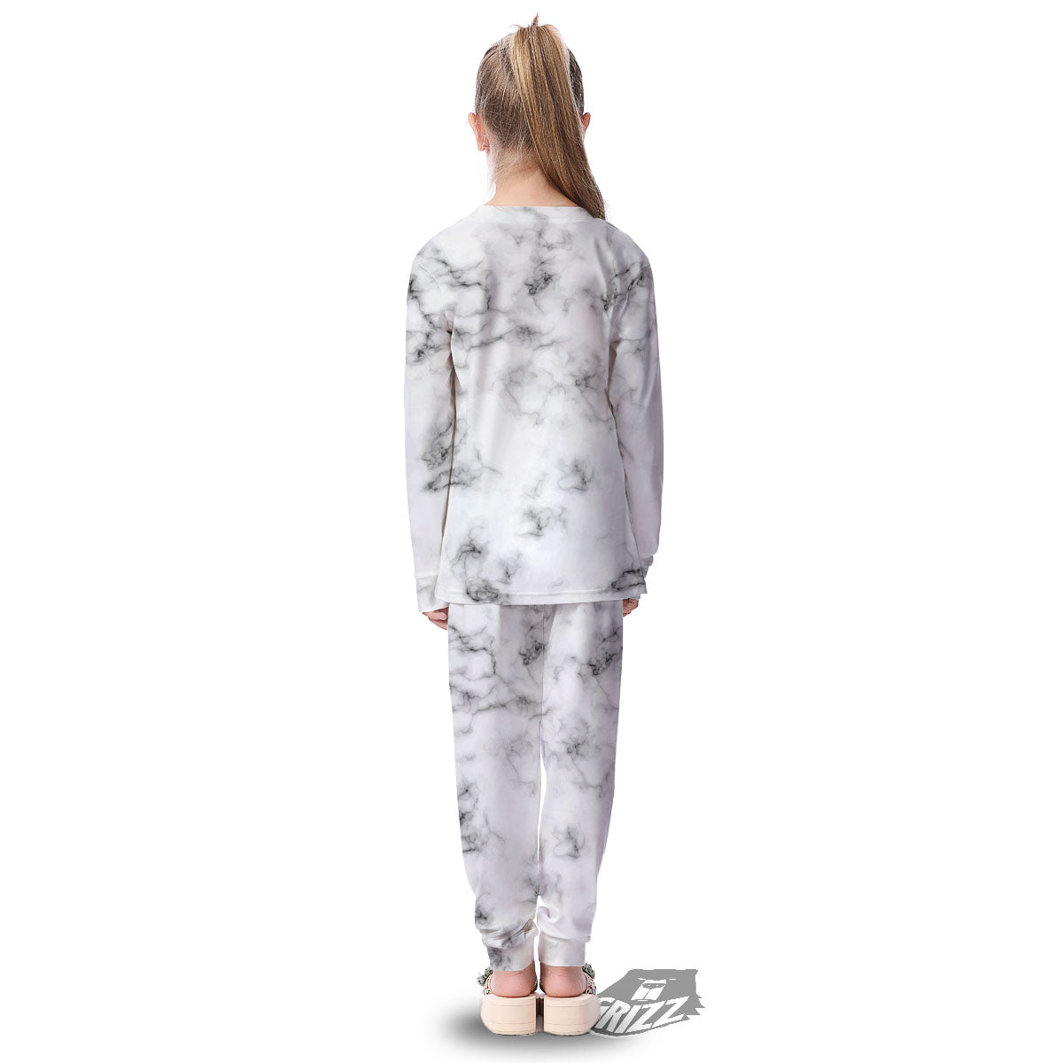 Texture Grey Marble Print Kid's Pajamas-grizzshop
