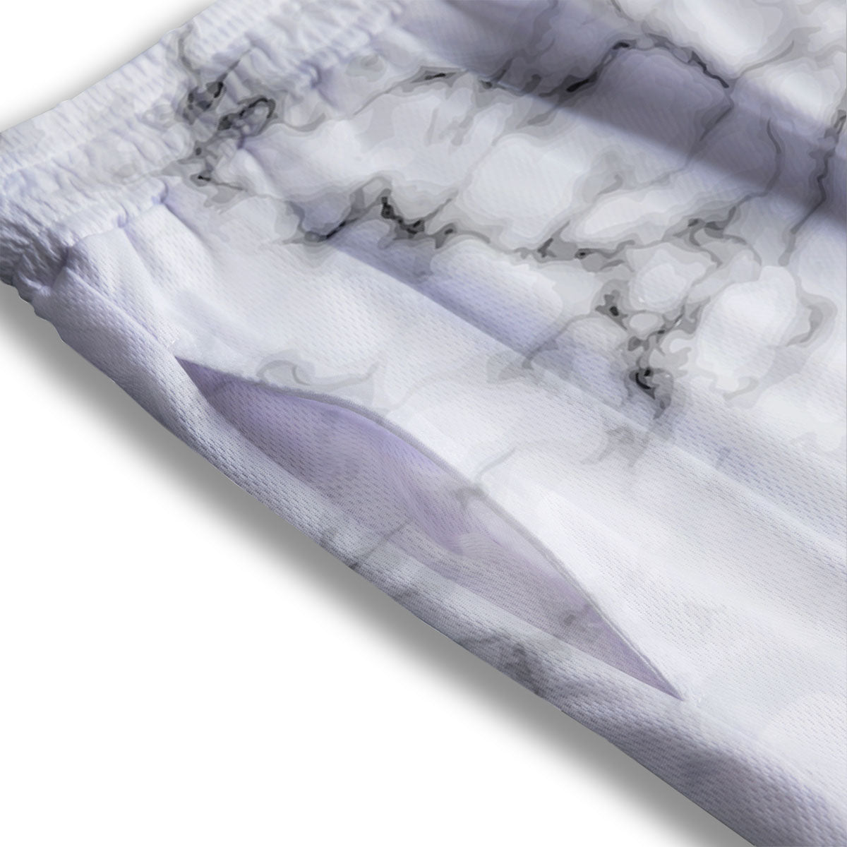 Texture Grey Marble Print Mesh Shorts
