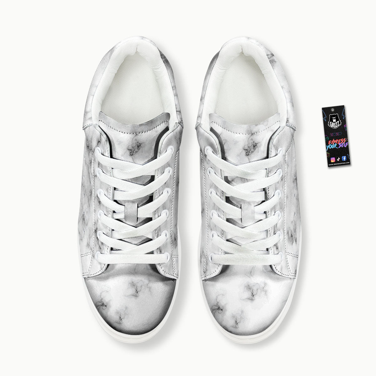 Texture Grey Marble Print Platform Shoes-grizzshop