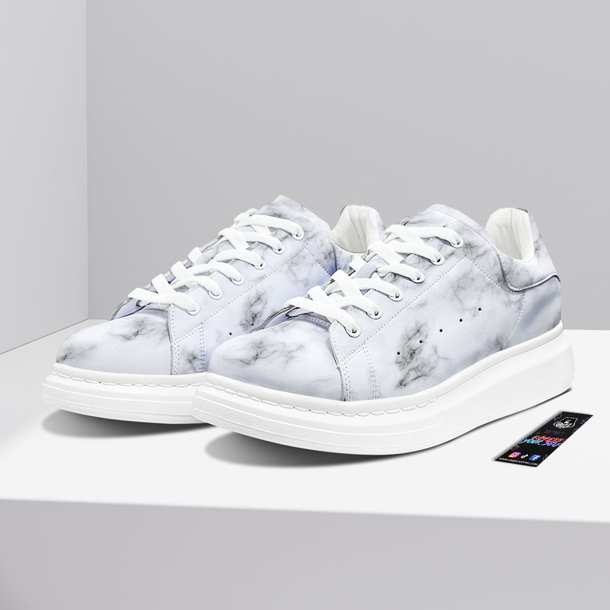 Texture Grey Marble Print Platform Shoes-grizzshop