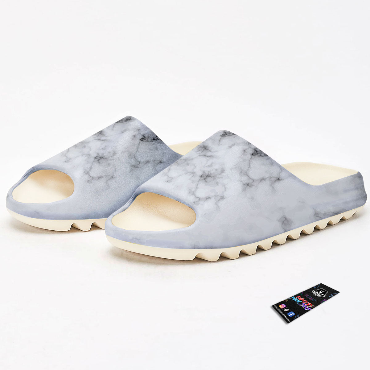 Texture Grey Marble Print Sandals-grizzshop