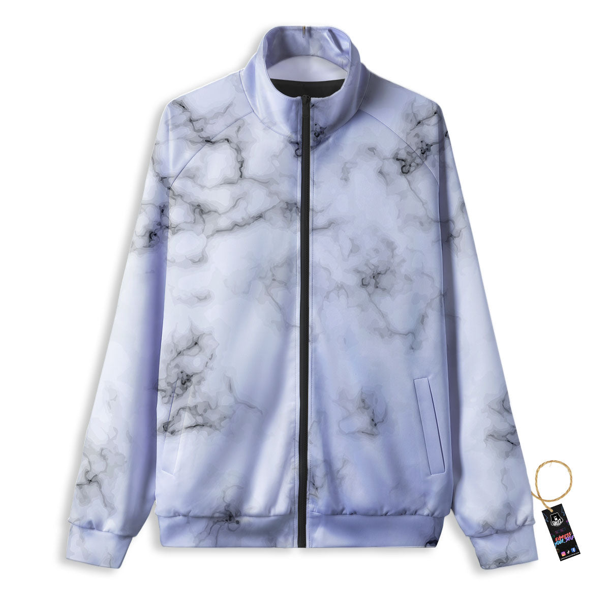 Texture Grey Marble Print Track Jacket-grizzshop