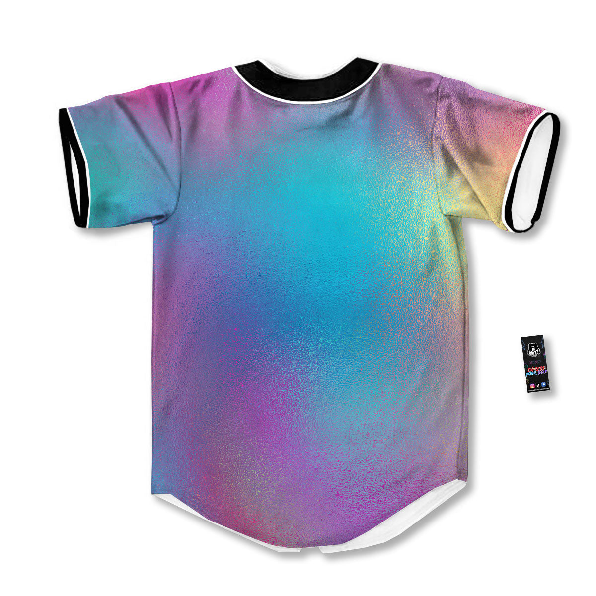 Texture Holographic Print Baseball Jersey-grizzshop