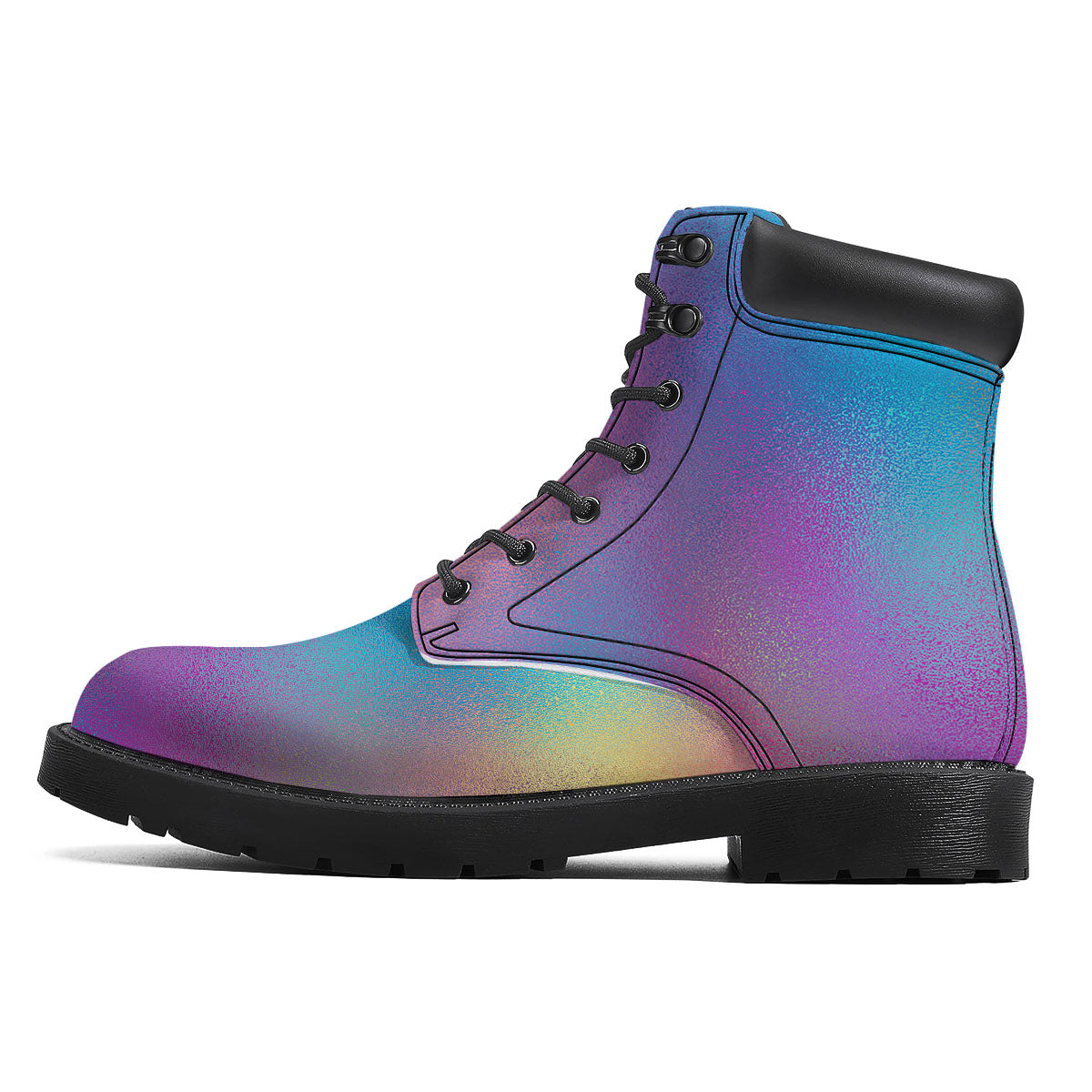 Texture Holographic Print Boots-grizzshop