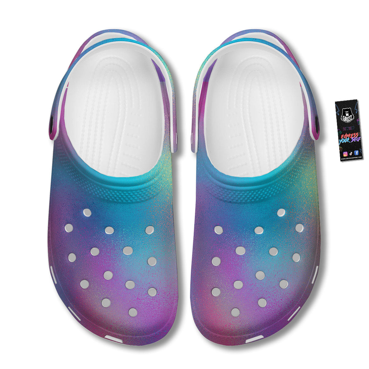 Texture Holographic Print Clog-grizzshop