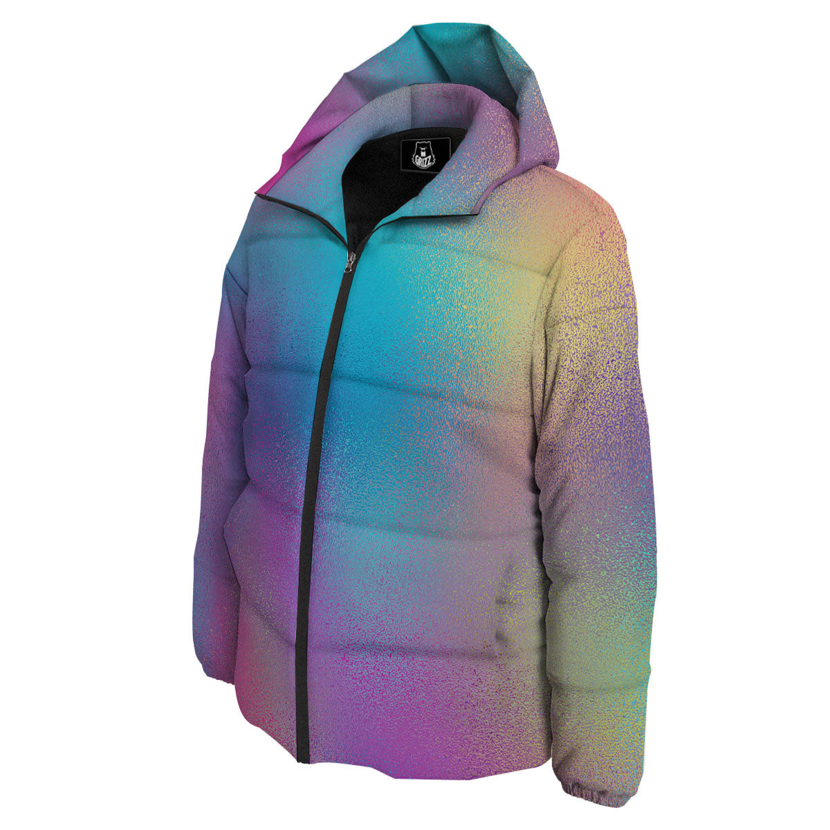 Texture Holographic Print Down Jacket-grizzshop