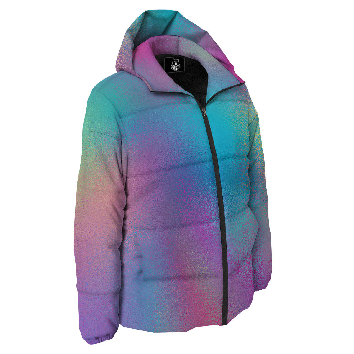 Texture Holographic Print Down Jacket-grizzshop
