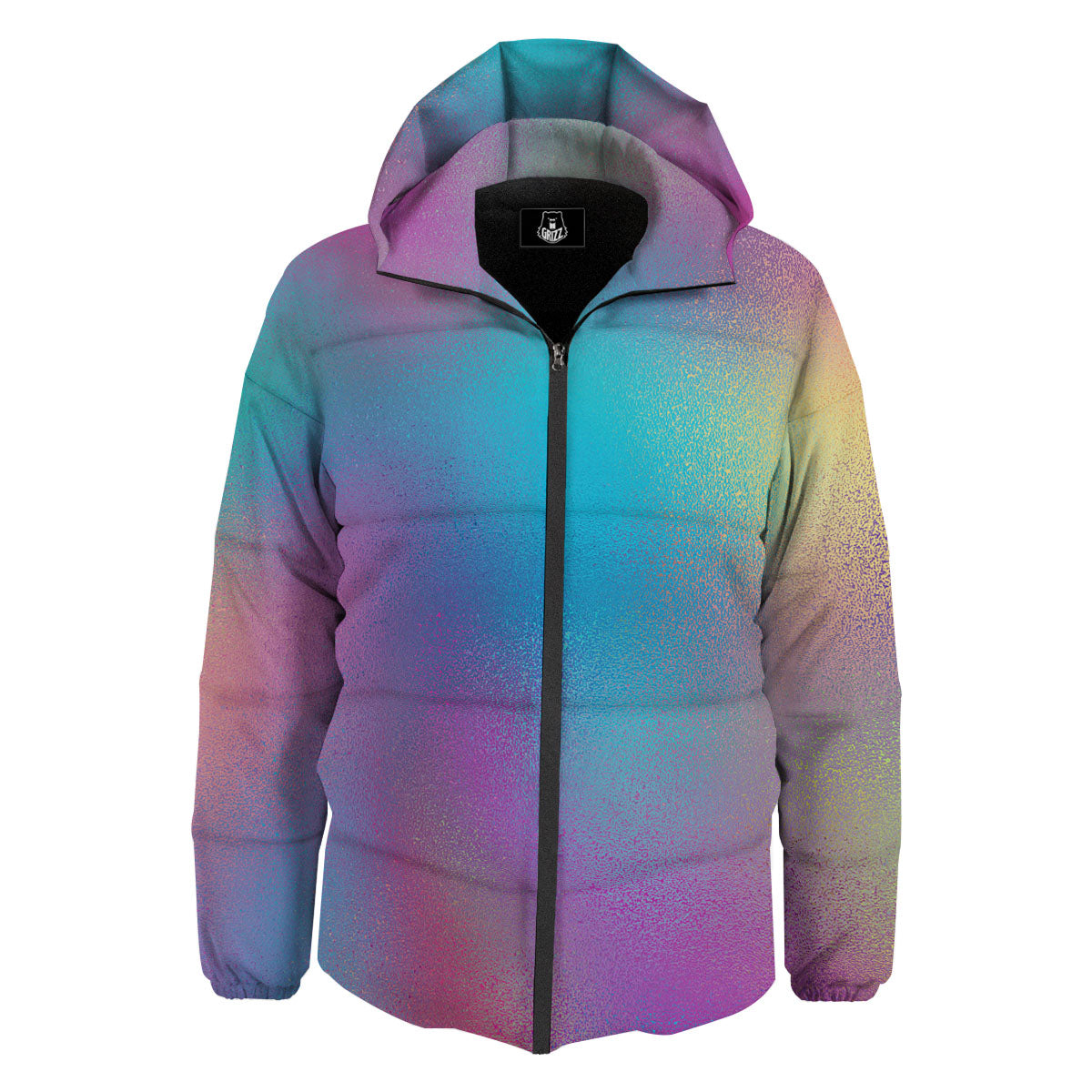Texture Holographic Print Down Jacket-grizzshop