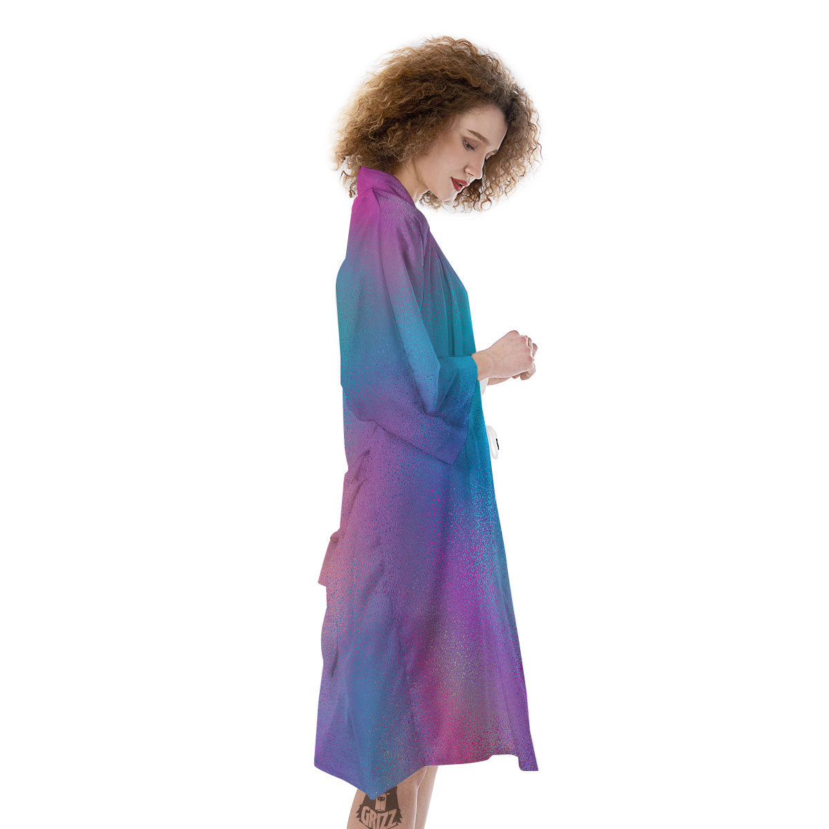 Texture Holographic Print Kimono-grizzshop