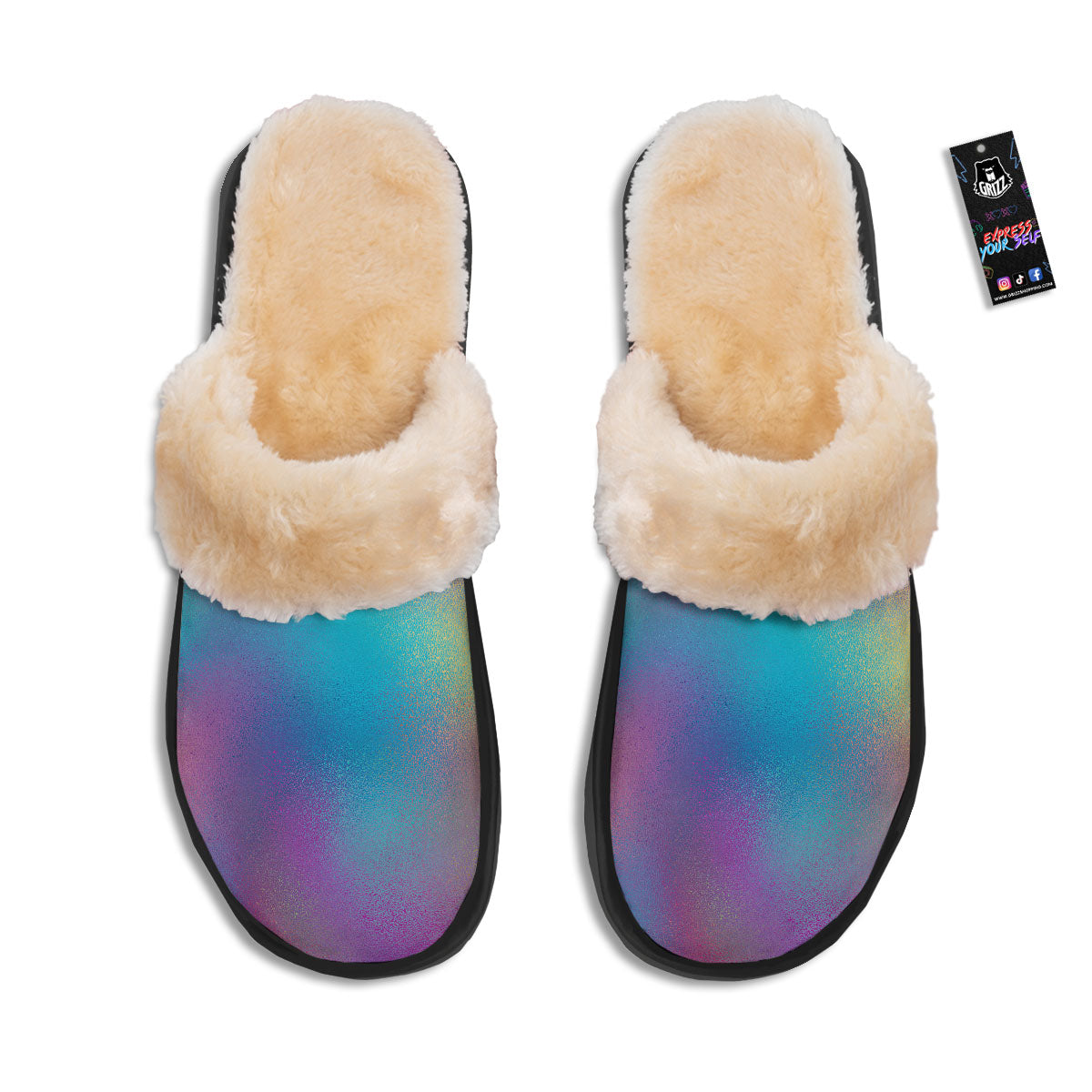 Texture Holographic Print Slippers-grizzshop