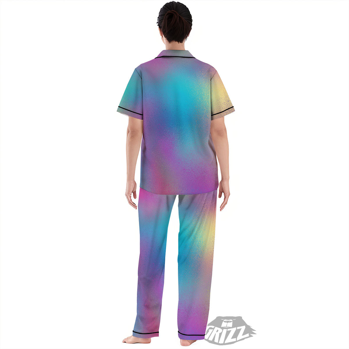 Texture Holographic Print Women's Pajamas Set-grizzshop