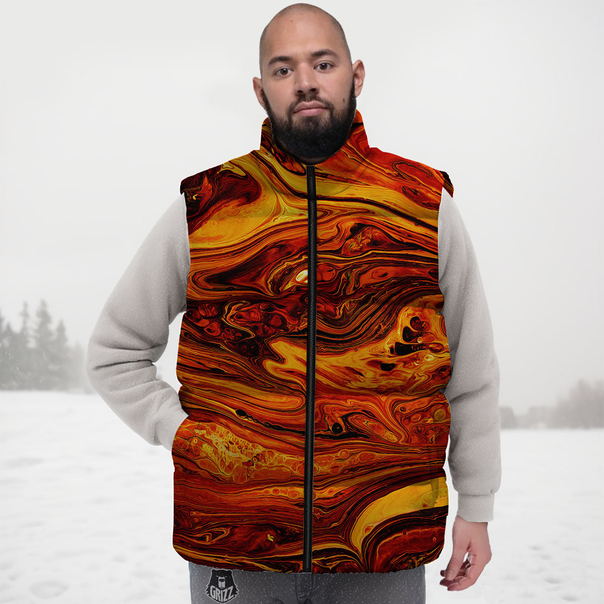 Texture Lava Print Down Vest