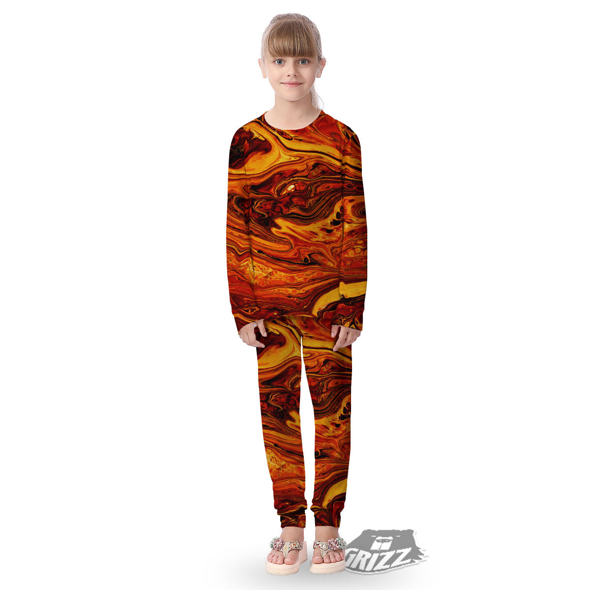Texture Lava Print Kid's Pajamas-grizzshop