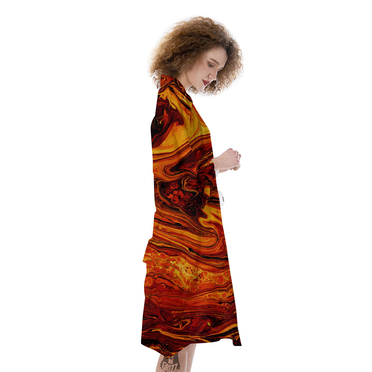 Texture Lava Print Kimono-grizzshop