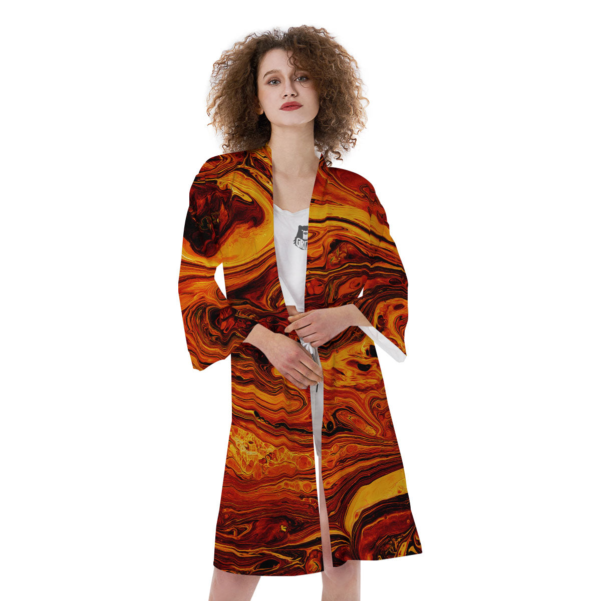 Texture Lava Print Kimono-grizzshop