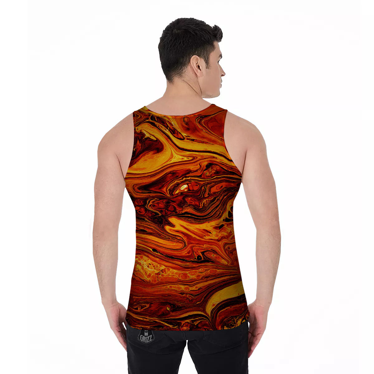 Texture Lava Print Men's Tank Top-grizzshop