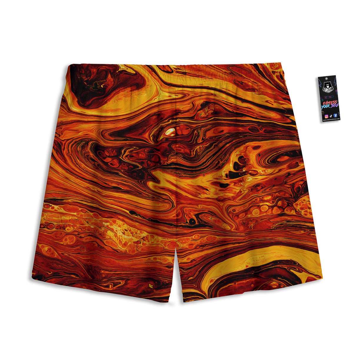 Texture Lava Print Mesh Shorts-grizzshop