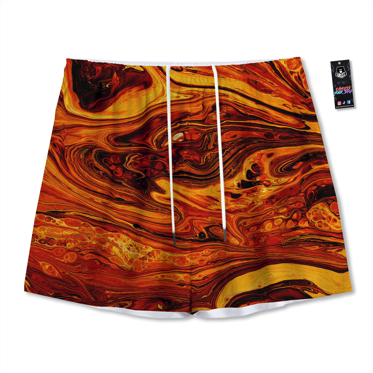 Texture Lava Print Mesh Shorts-grizzshop