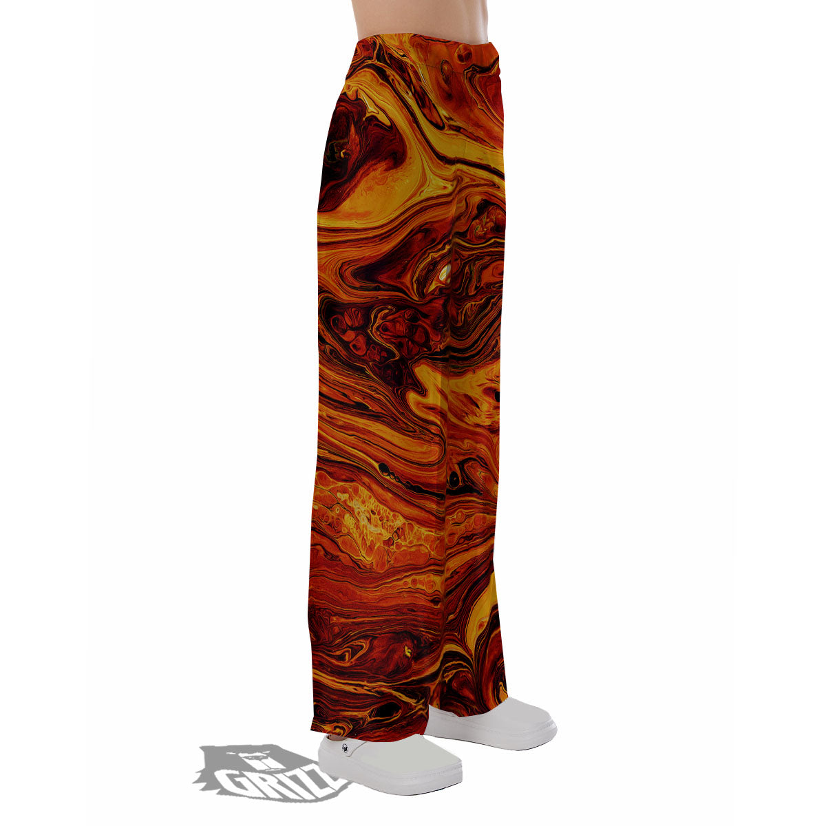 Texture Lava Print Pajama Pants-grizzshop