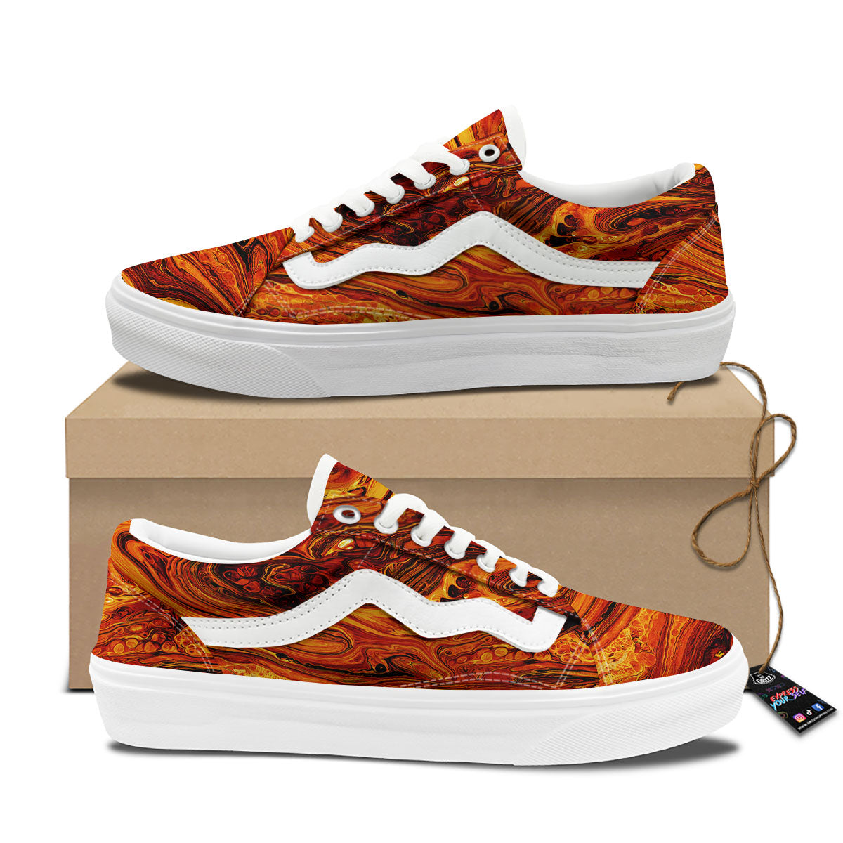 Texture Lava Print Skate Shoes-grizzshop