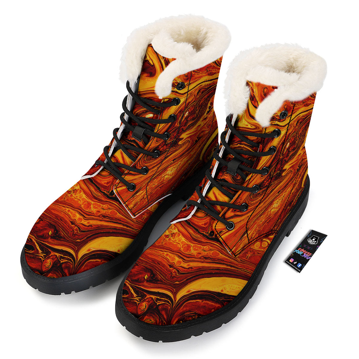 Texture Lava Print Winter Boots-grizzshop