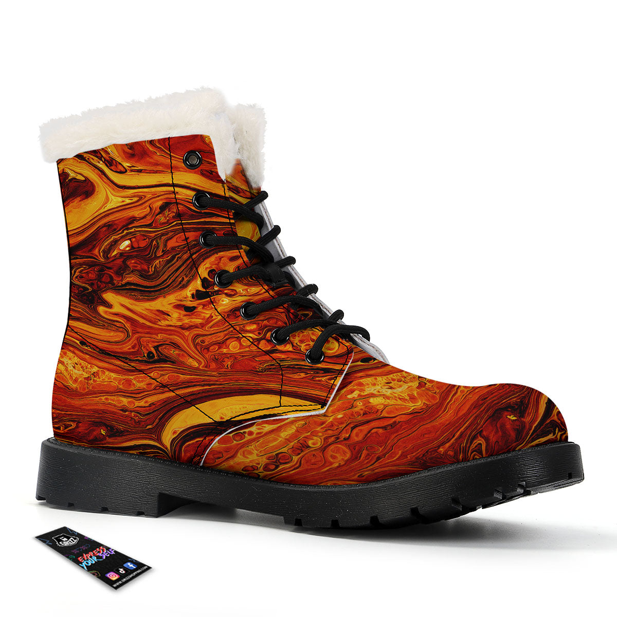 Texture Lava Print Winter Boots-grizzshop