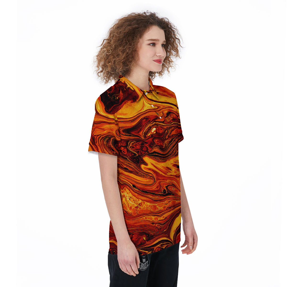 Texture Lava Print Women's Golf Shirts-grizzshop