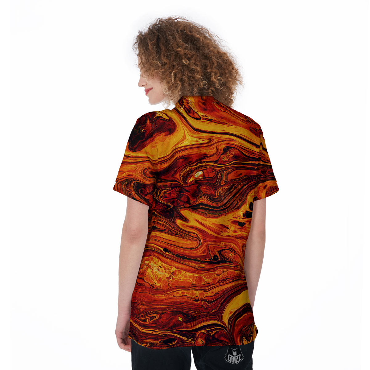 Texture Lava Print Women's Golf Shirts-grizzshop
