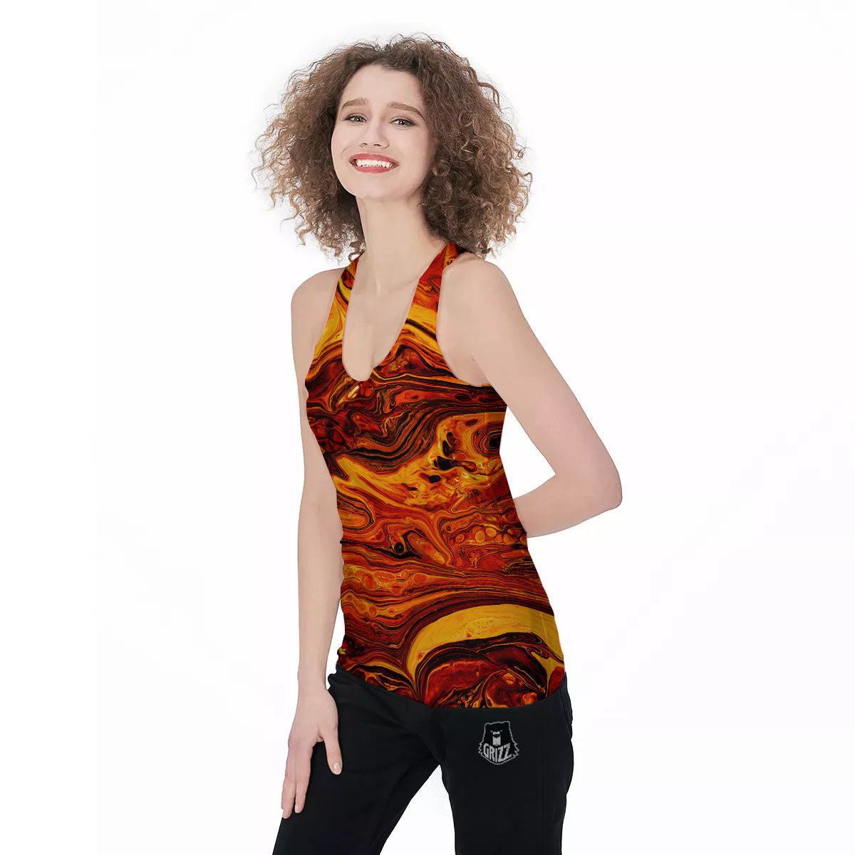 Texture Lava Print Women's Racerback Tank Top-grizzshop