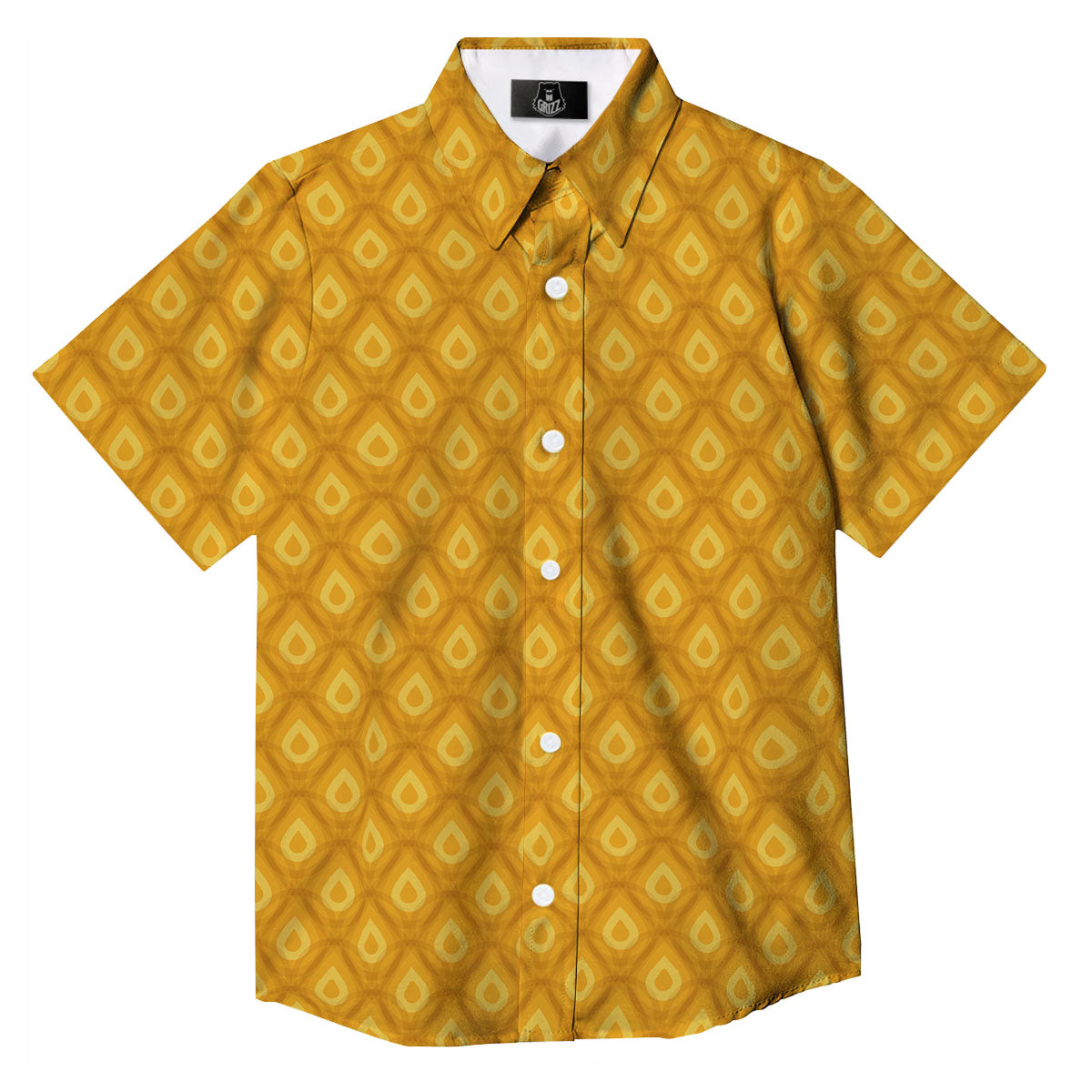 Texture Pineapple Print Pattern Button Up Shirt-grizzshop
