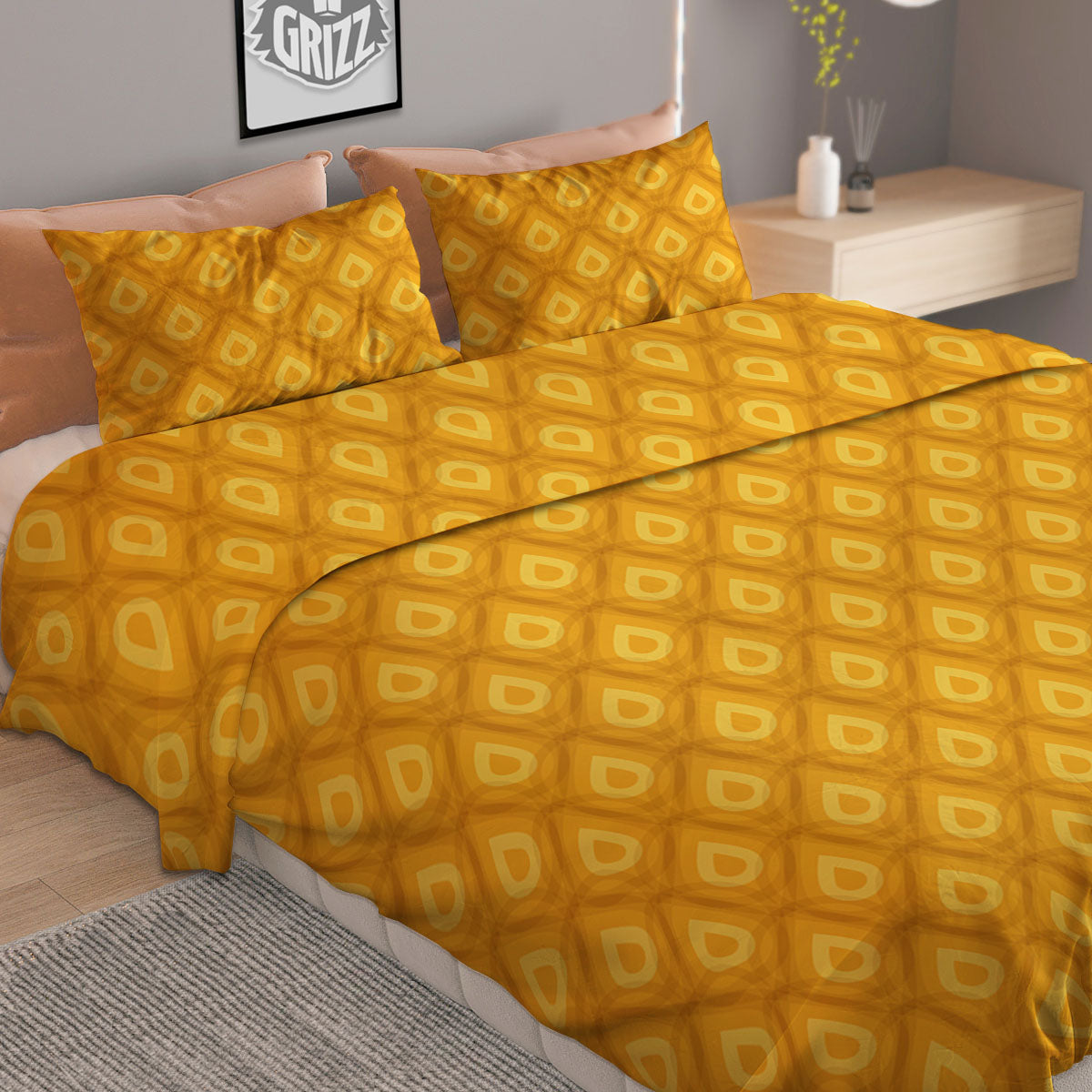 Texture Pineapple Print Pattern Duvet Cover Bedding Set-grizzshop