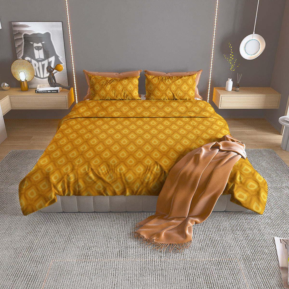 Texture Pineapple Print Pattern Duvet Cover Bedding Set-grizzshop