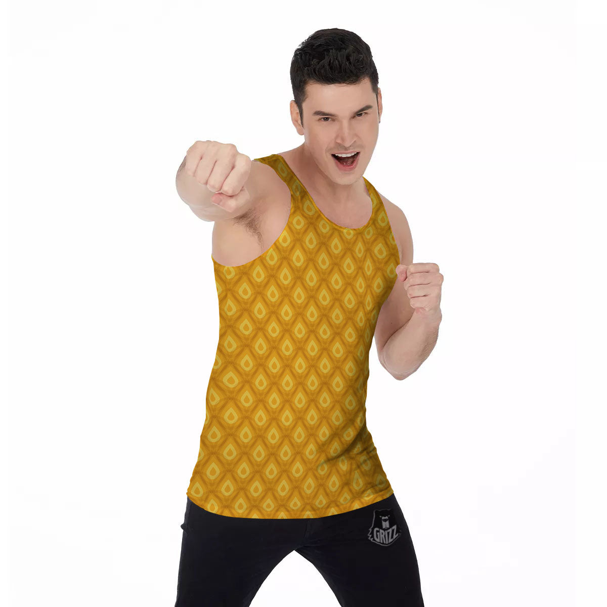 Texture Pineapple Print Pattern Men's Tank Top-grizzshop
