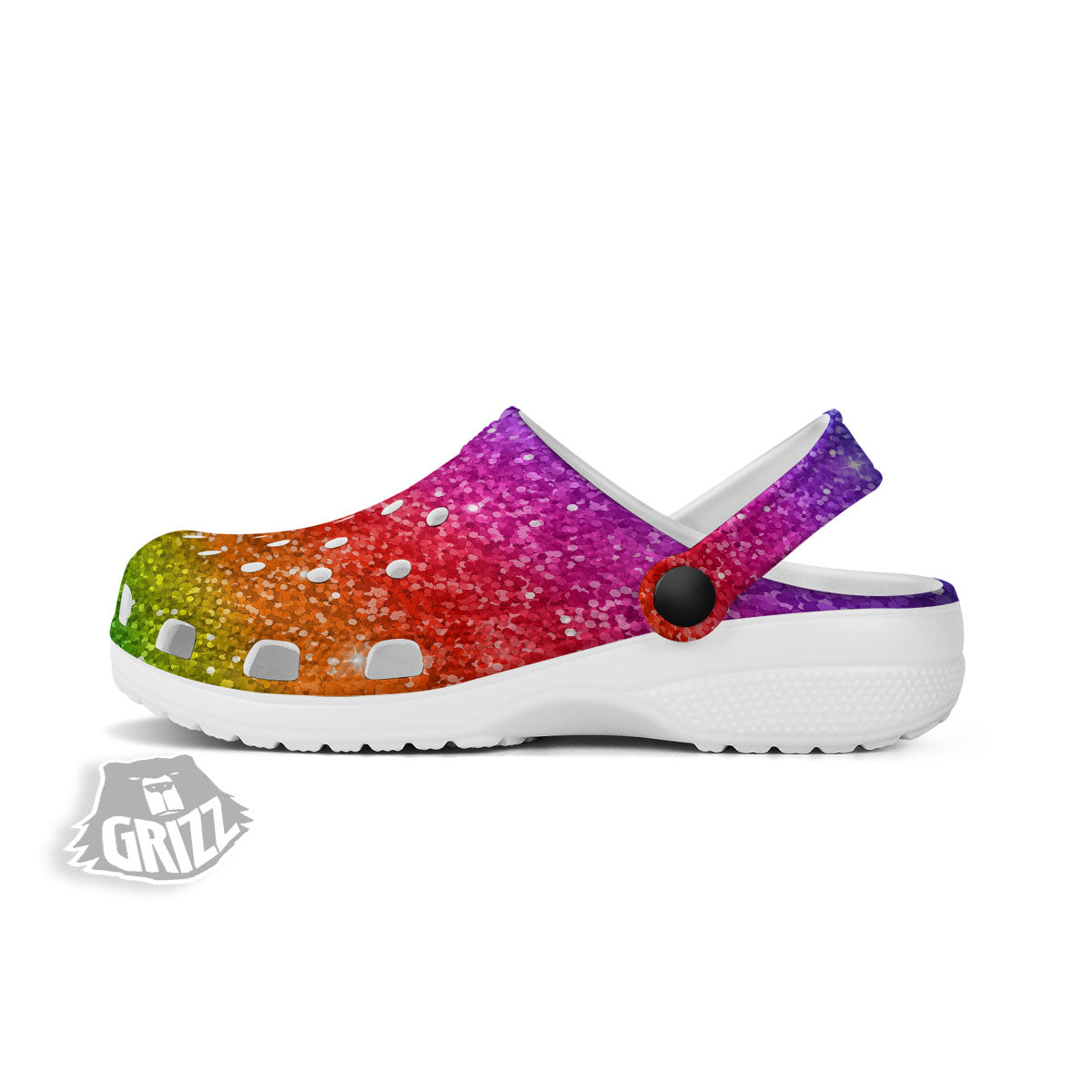Texture Rainbow Glitter Print Clog-grizzshop