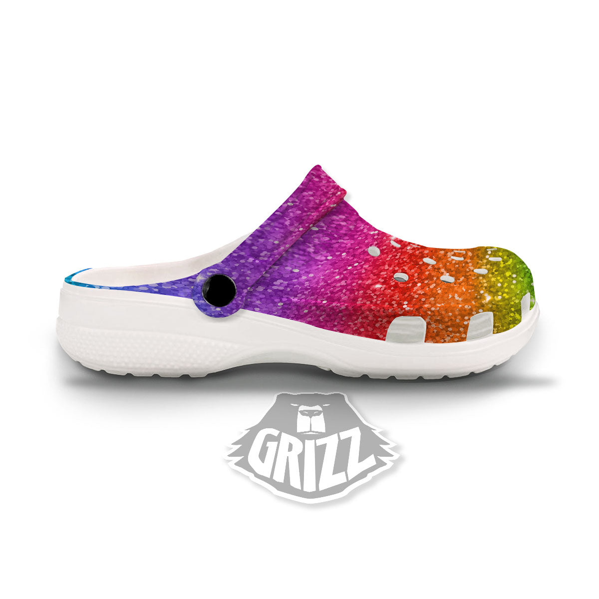 Texture Rainbow Glitter Print Clog-grizzshop