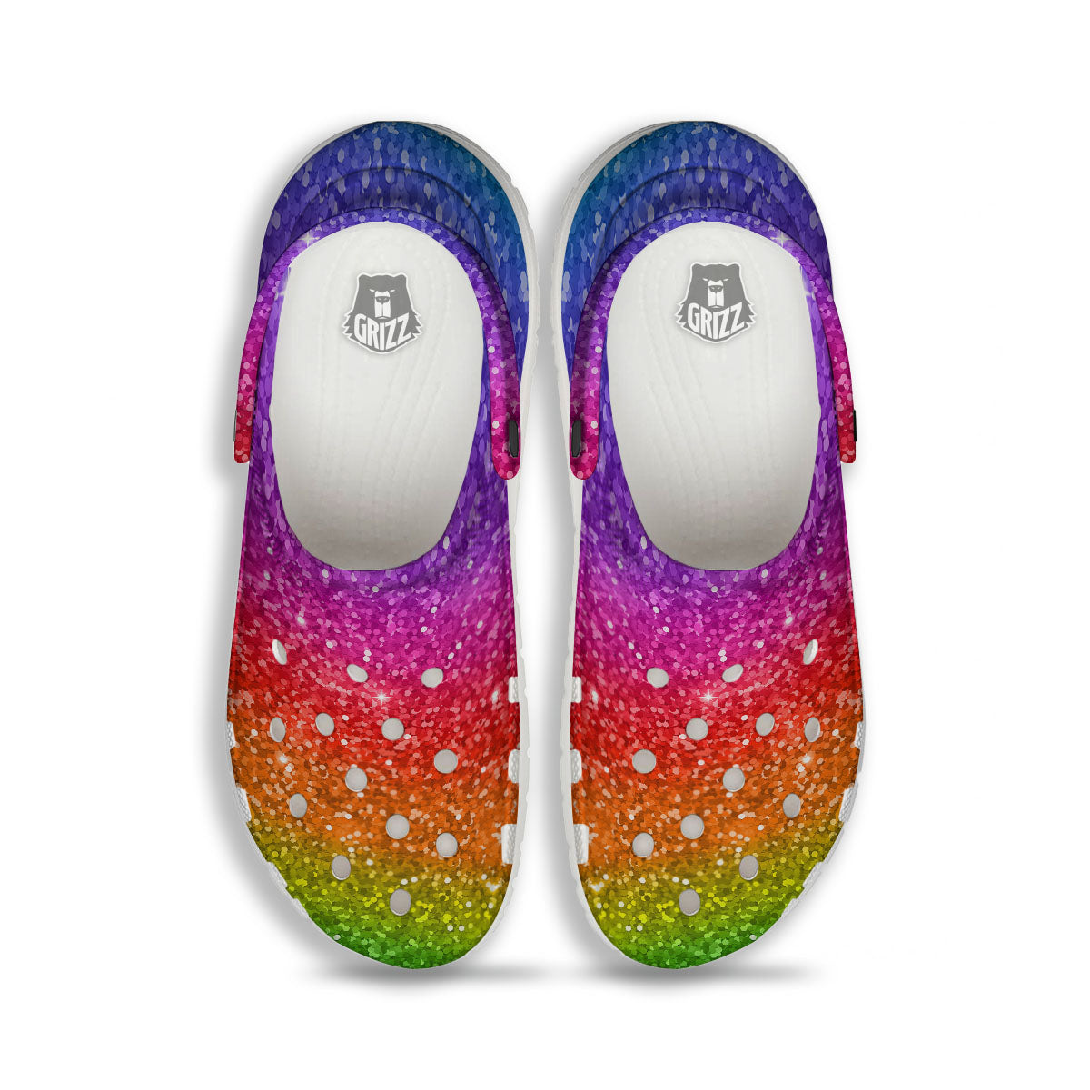 Texture Rainbow Glitter Print Clog-grizzshop