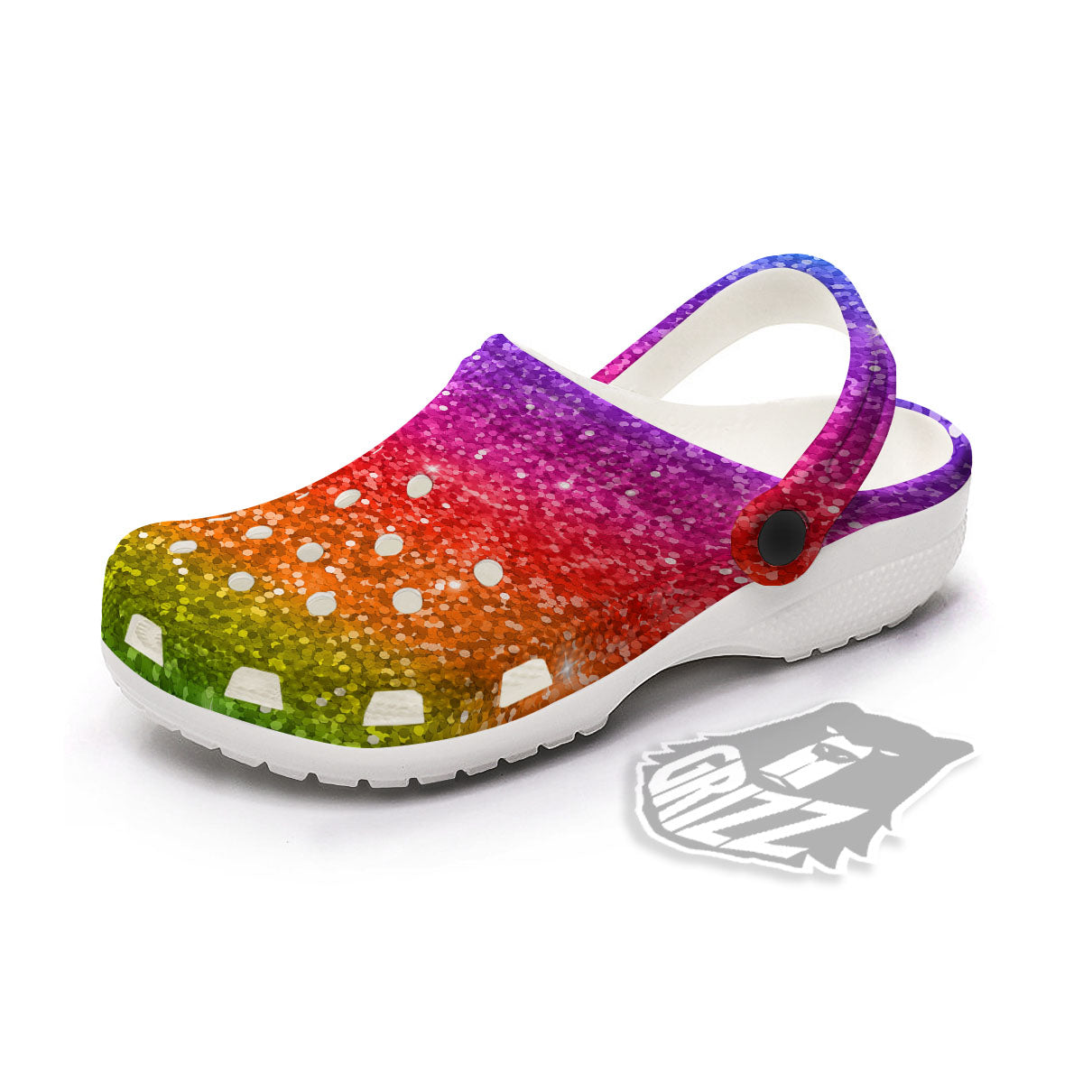 Texture Rainbow Glitter Print Clog-grizzshop