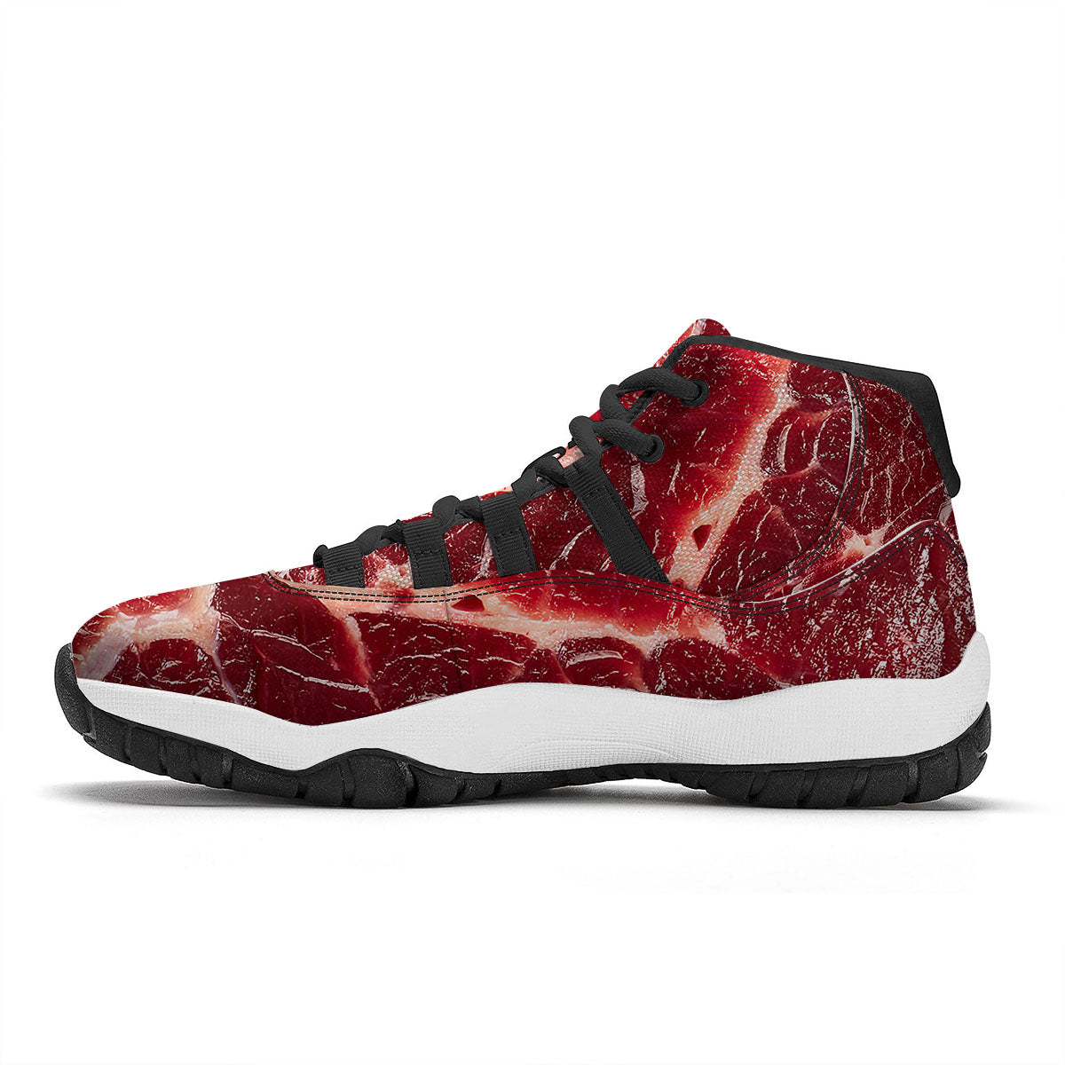 Texture Red Meat Print Black Bball Shoes-grizzshop