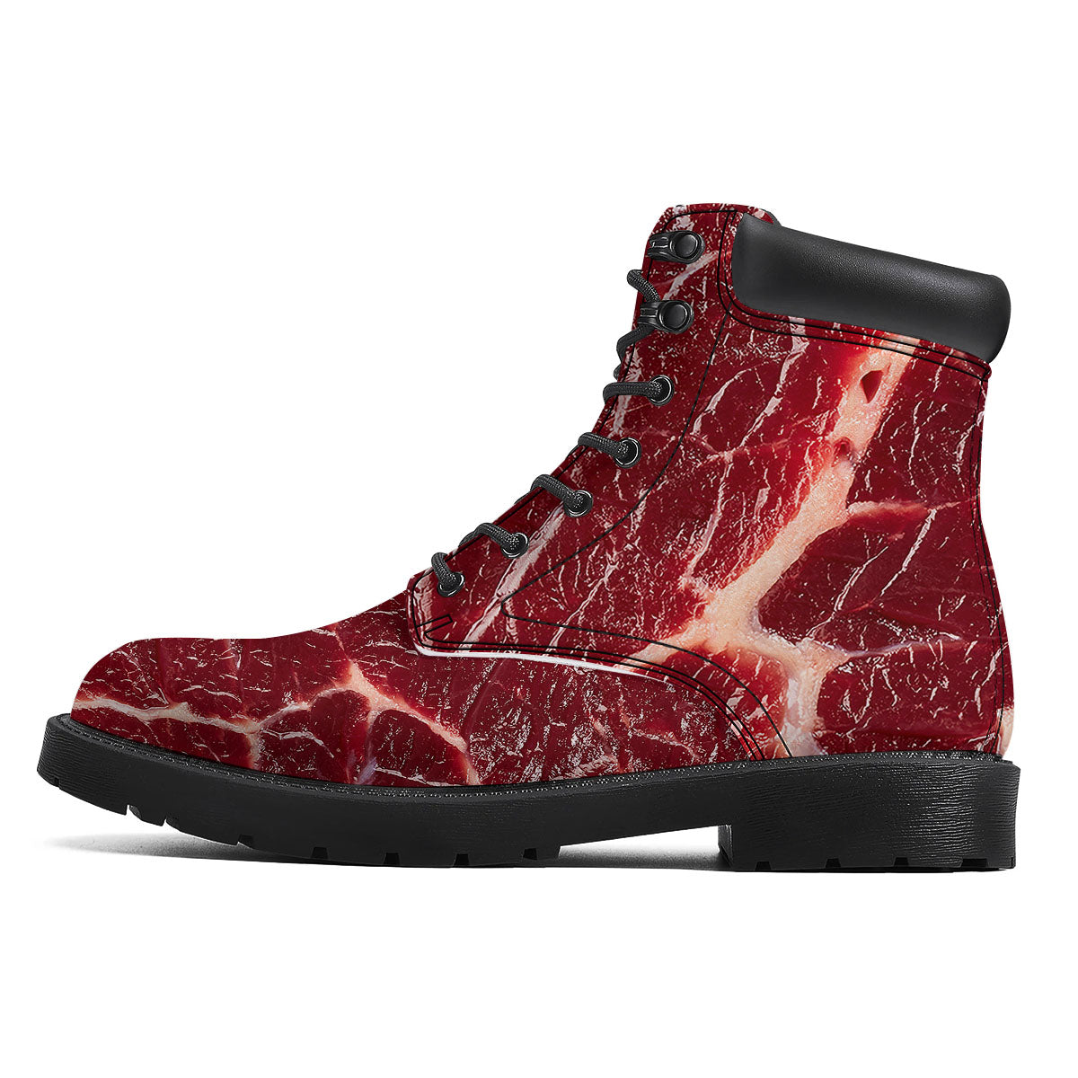 Texture Red Meat Print Boots-grizzshop