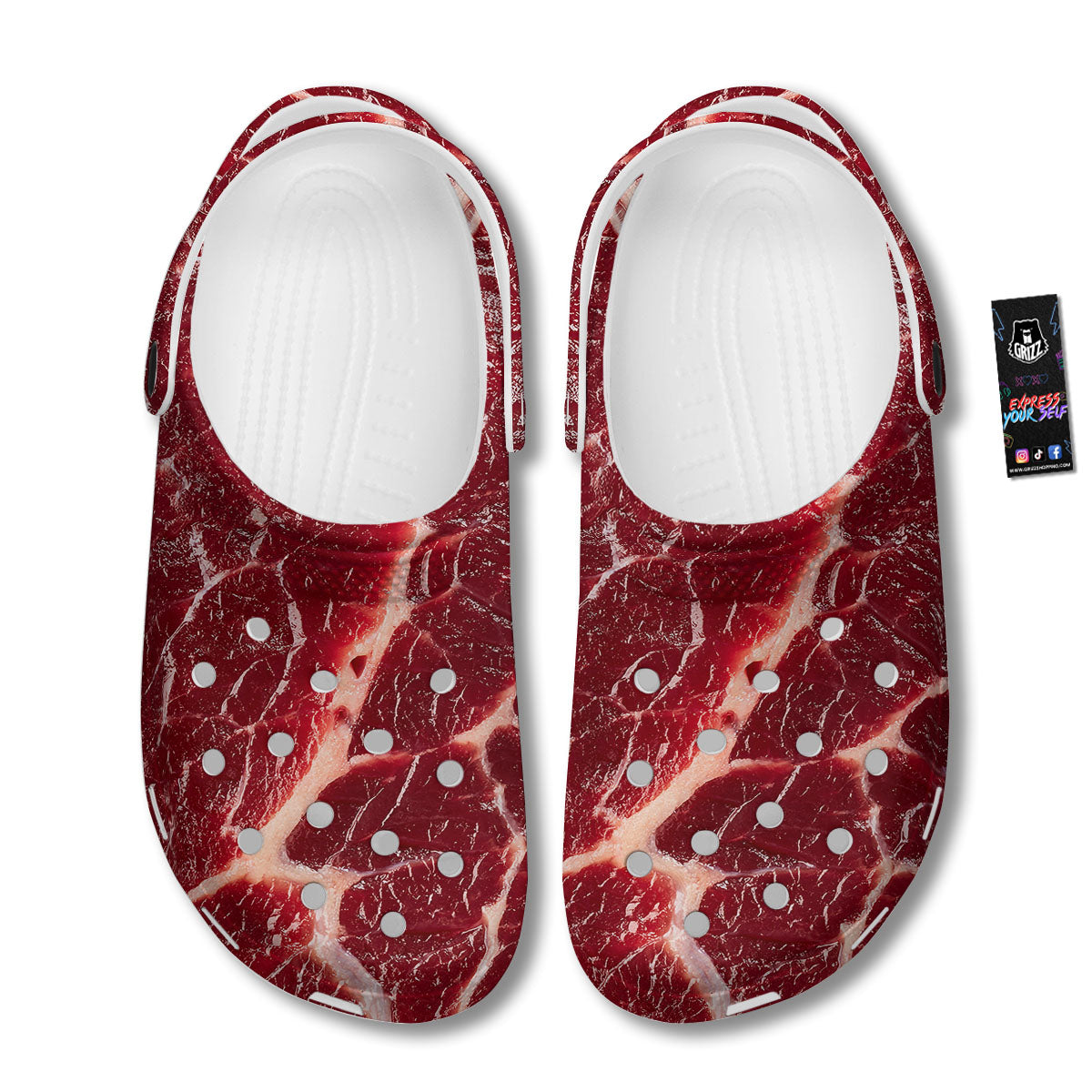 Texture Red Meat Print Clog-grizzshop