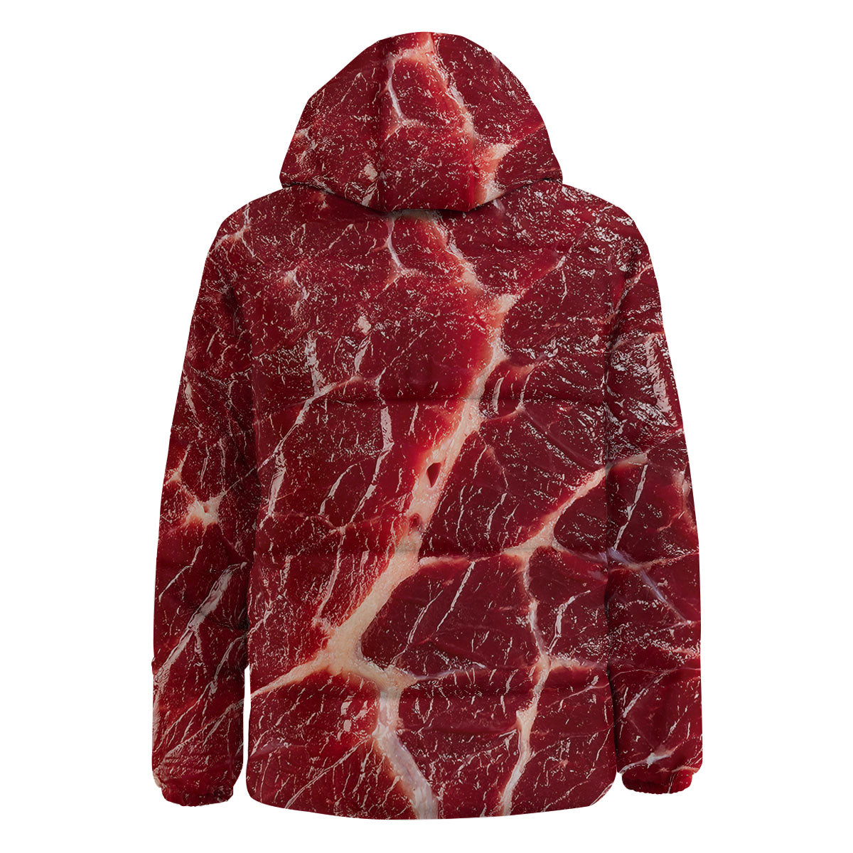 Texture Red Meat Print Down Jacket-grizzshop