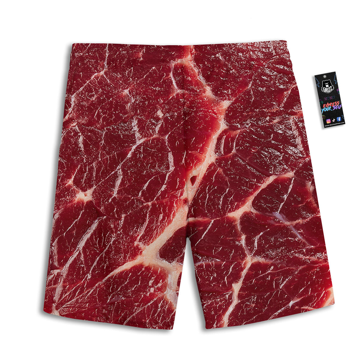 Texture Red Meat Print Men's Athletic Shorts