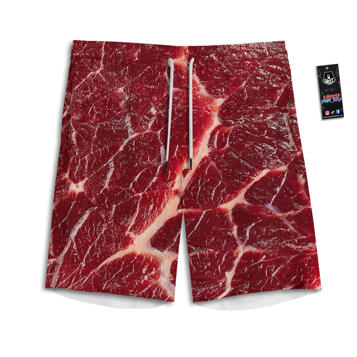 Texture Red Meat Print Men's Athletic Shorts