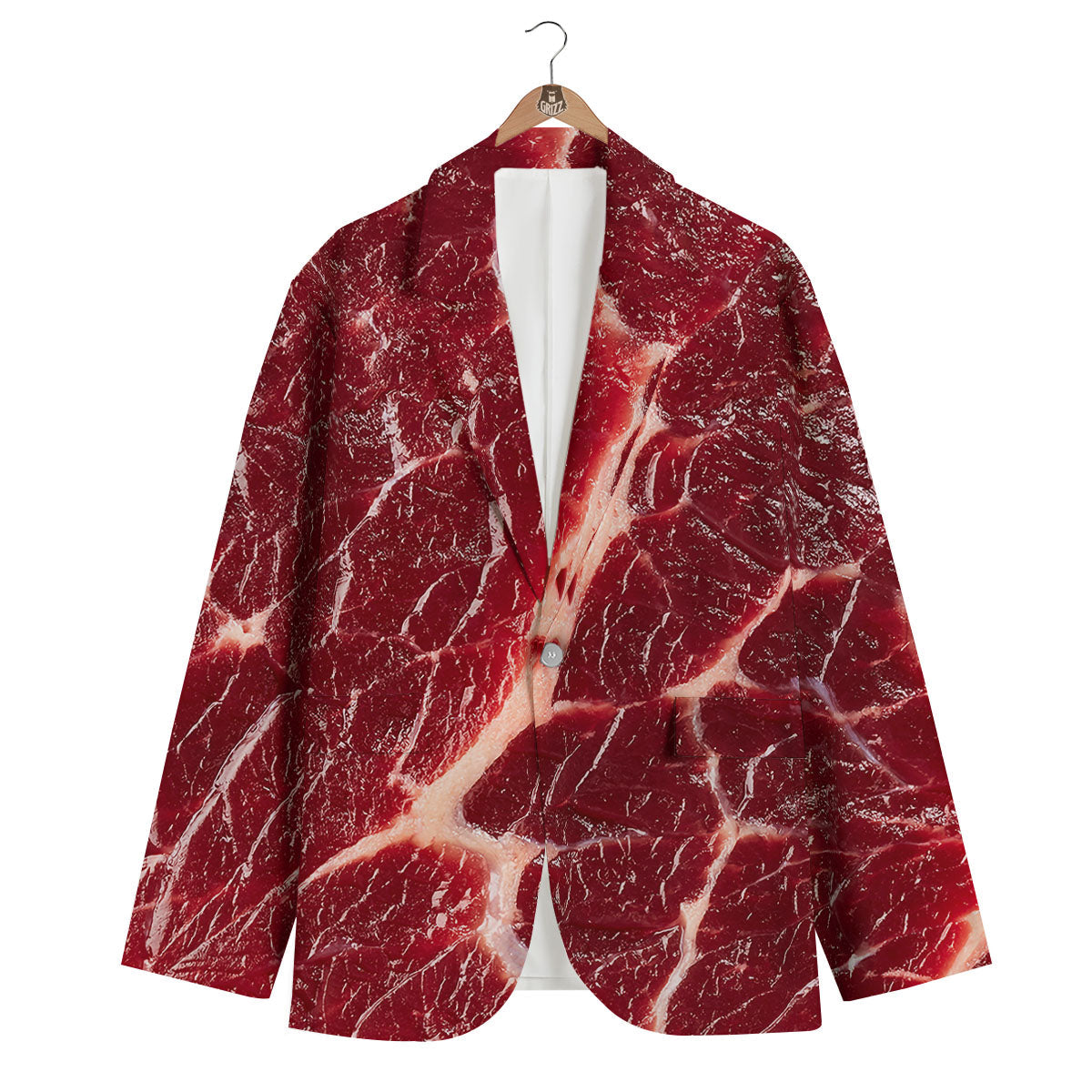 Texture Red Meat Print Men's Blazer-grizzshop